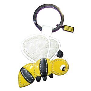 COACH Leather Bumblebee Bee Applique Key FOB Keyring Keychain